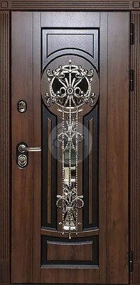 Входная металлическая дверь со стеклом, отделка винорит-ДВ-709
